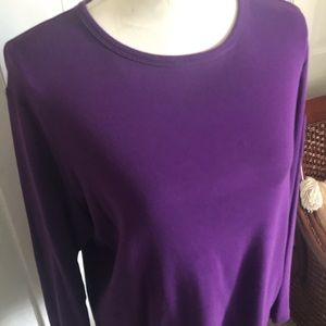 Lauren Ralph Lauren Long Sleeve Purple T-Shirt, 1X